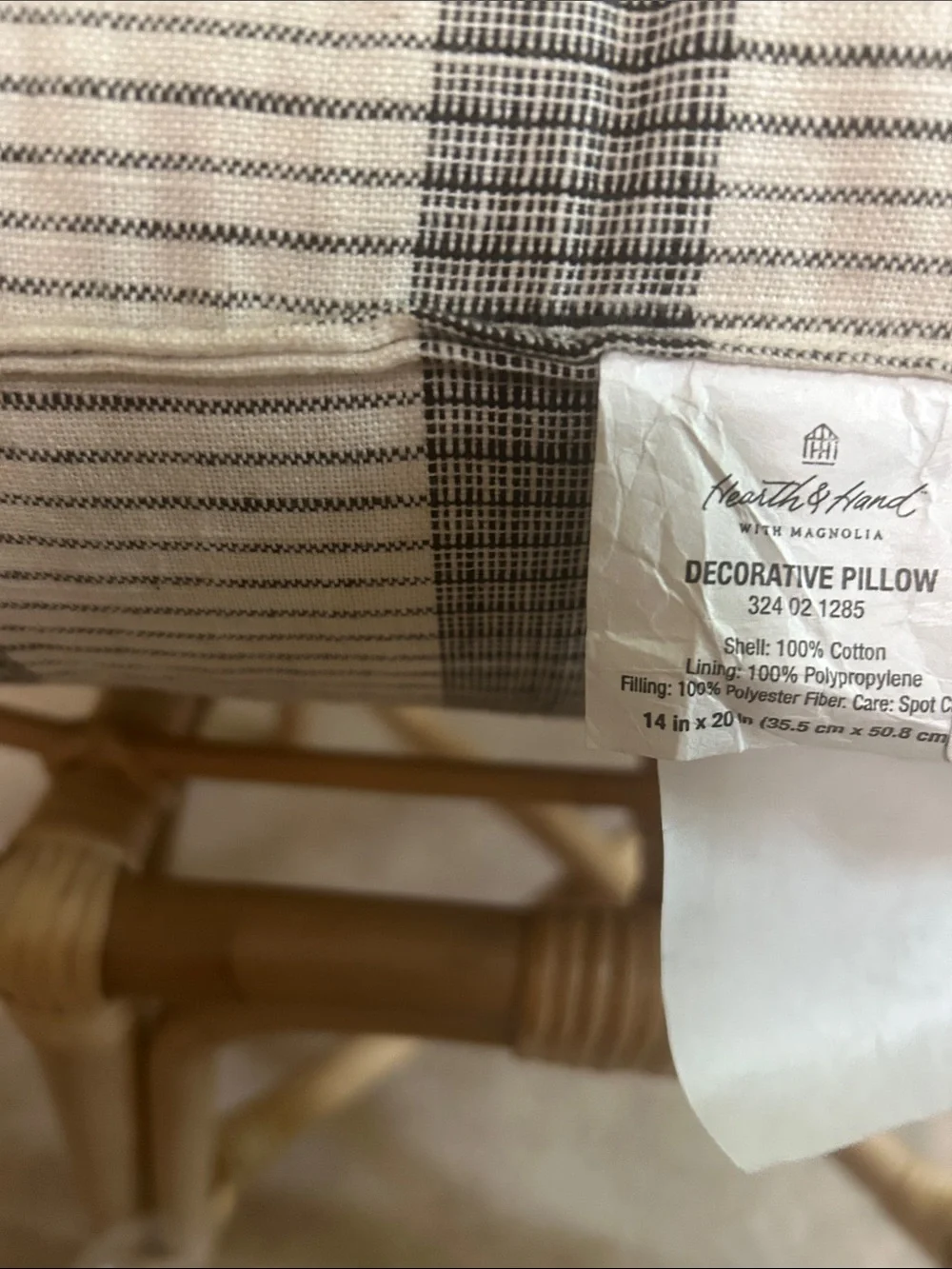 Hearth & Hand 14” x 20”  Railroad Gray /Cream Striped Accent Pillow